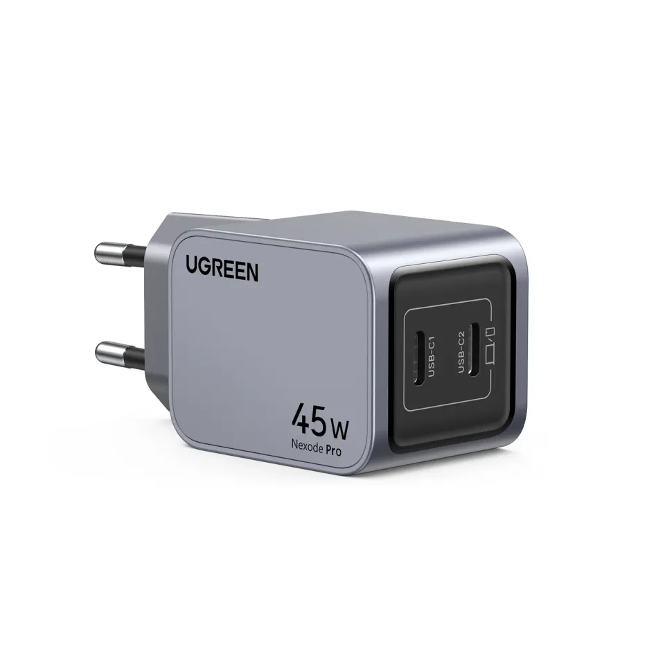 UGREEN síťová rychlonabíječka Nexode Pro 45W 2-Port USB-C, GaN, stříbrná