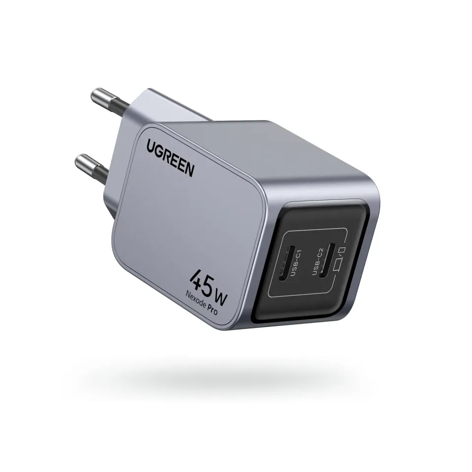 UGREEN síťová rychlonabíječka Nexode Pro 45W 2-Port USB-C, GaN, stříbrná