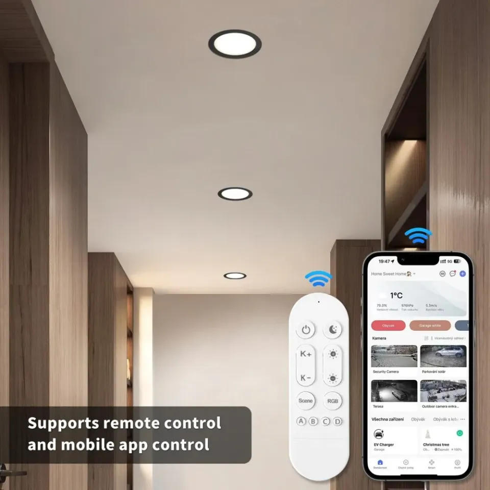 IMMAX NEO DOWN SMART podhledové (stropní) svítidlo, 23cm, 36W, s podporou BEACON, CCT, stmívatelné, Wi-Fi, TUYA, černé