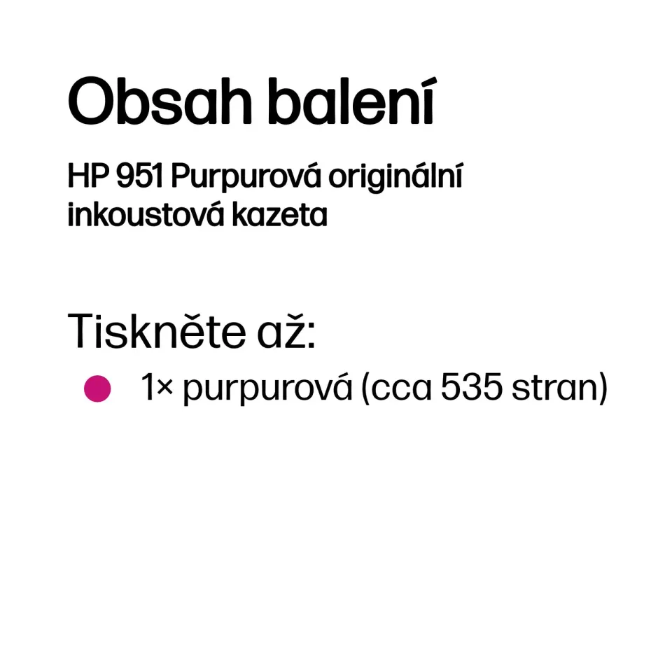 HP CN051AE originální náplň purpurová č.951 malá (cca 700 stran, magenta, pro OJ 8610, 8620)