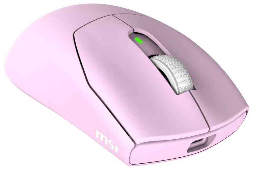 MSI herní myš FORGE GM340 Wireless Violet/ bezdrátová/ 12.000 dpi/ 2,4GHz/ BT5.2/ USB/ 6 tlačítek/ růžová