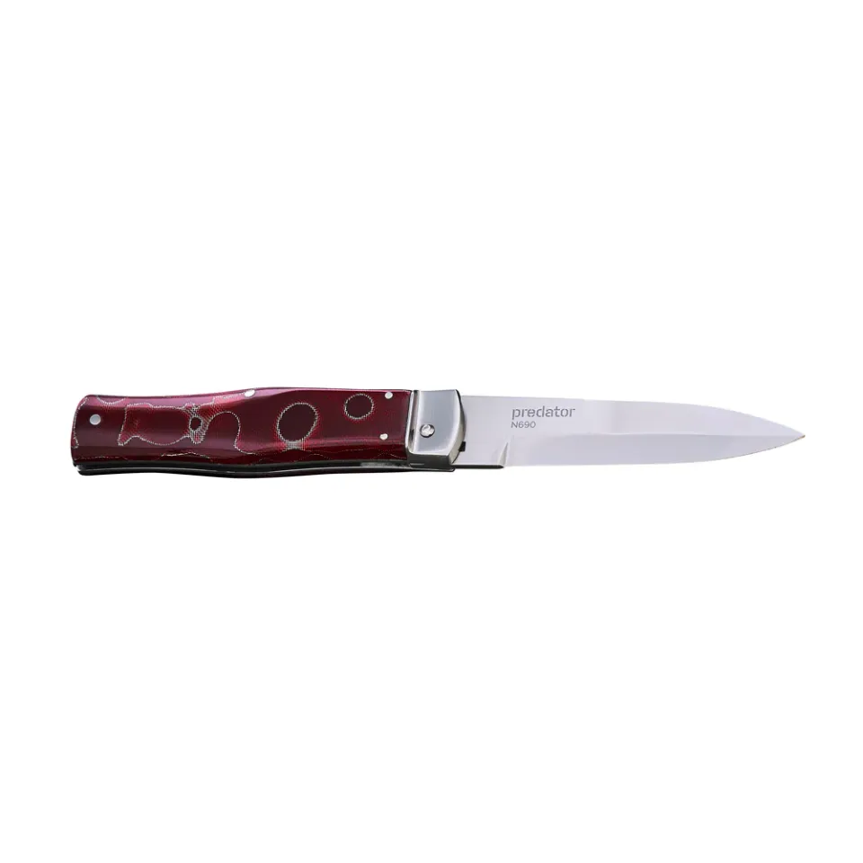 Vyhazovací nůž PREDATOR - ocel N690 241-BRa-1 RAFFIR barevné provedení červená