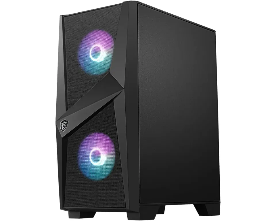 MSI skříň MAG FORGE 100R/ bez zdroje/ levé temperované sklo/ 2x 120 mm A-RGB fan/ 2x USB3.0/ 1x 120 mm fan/ černá