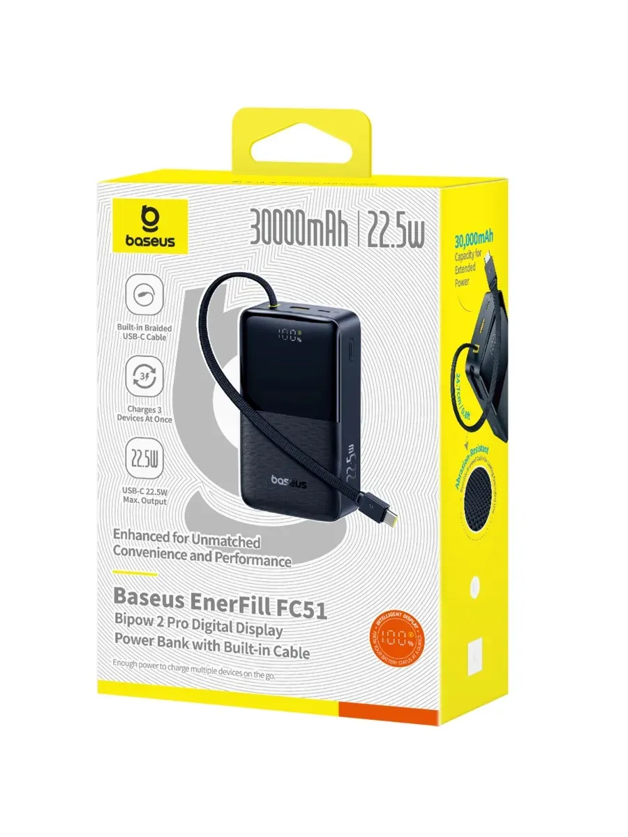 Baseus EnerFill FC51 Bipow 2 Pro 22.5W Powerbanka 30000mAh Cosmic Black