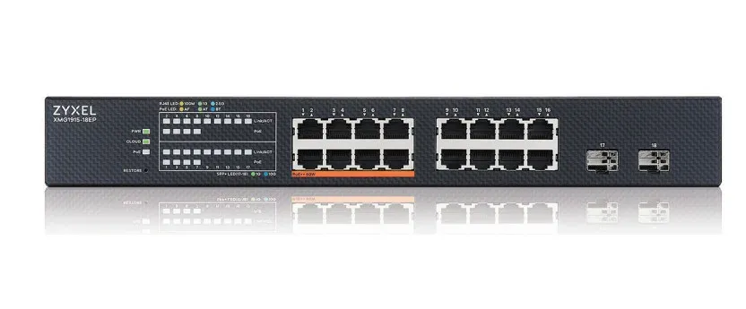 Zyxel XMG1915-18EP, 16-port 2.5GbE, 2 SFP+, 8 x PoE++ 180W Smart Switch, hybird mode, standalone or NebulaFlex Cloud