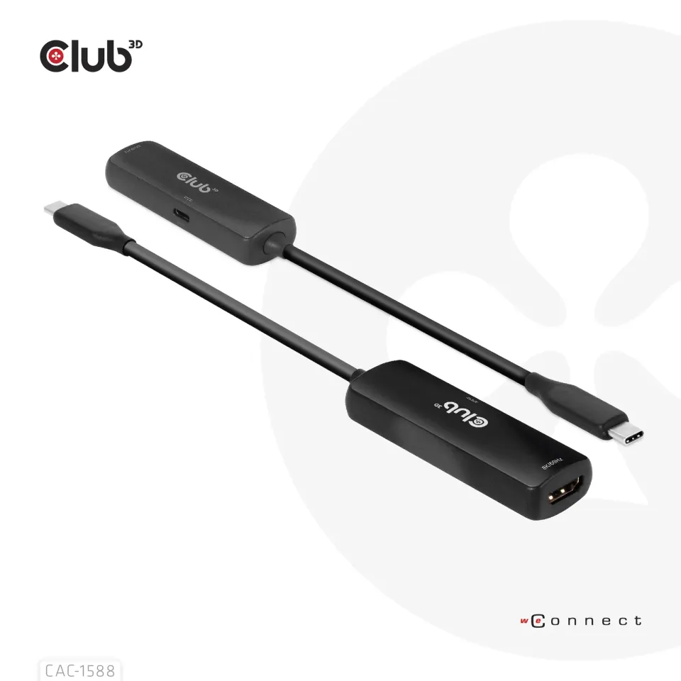 Club3D Adaptér USB-C na HDMI 8K60Hz/4K120Hz, Active Adapter M/F, PD 3.0, HDR10+ a DSC 1.2