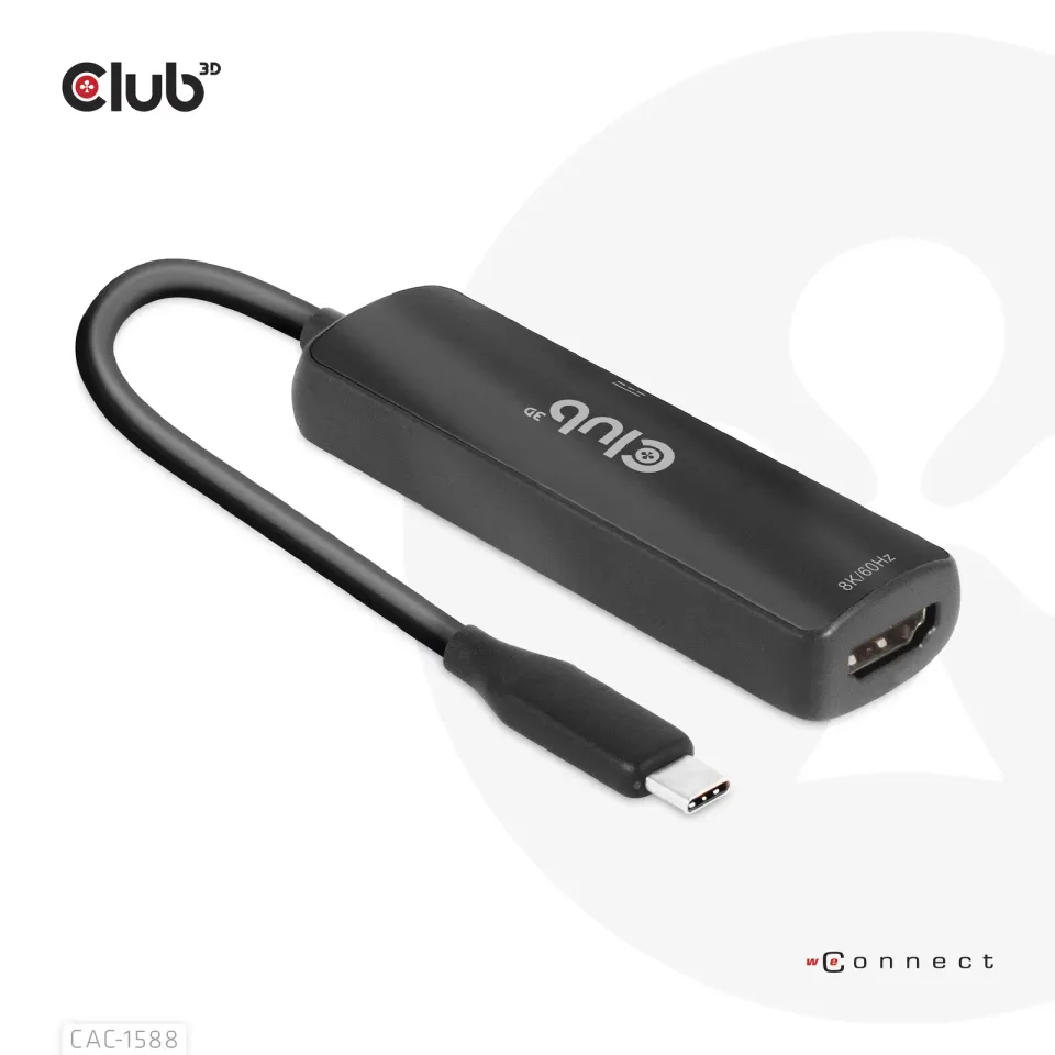 Club3D Adaptér USB-C na HDMI 8K60Hz/4K120Hz, Active Adapter M/F, PD 3.0, HDR10+ a DSC 1.2