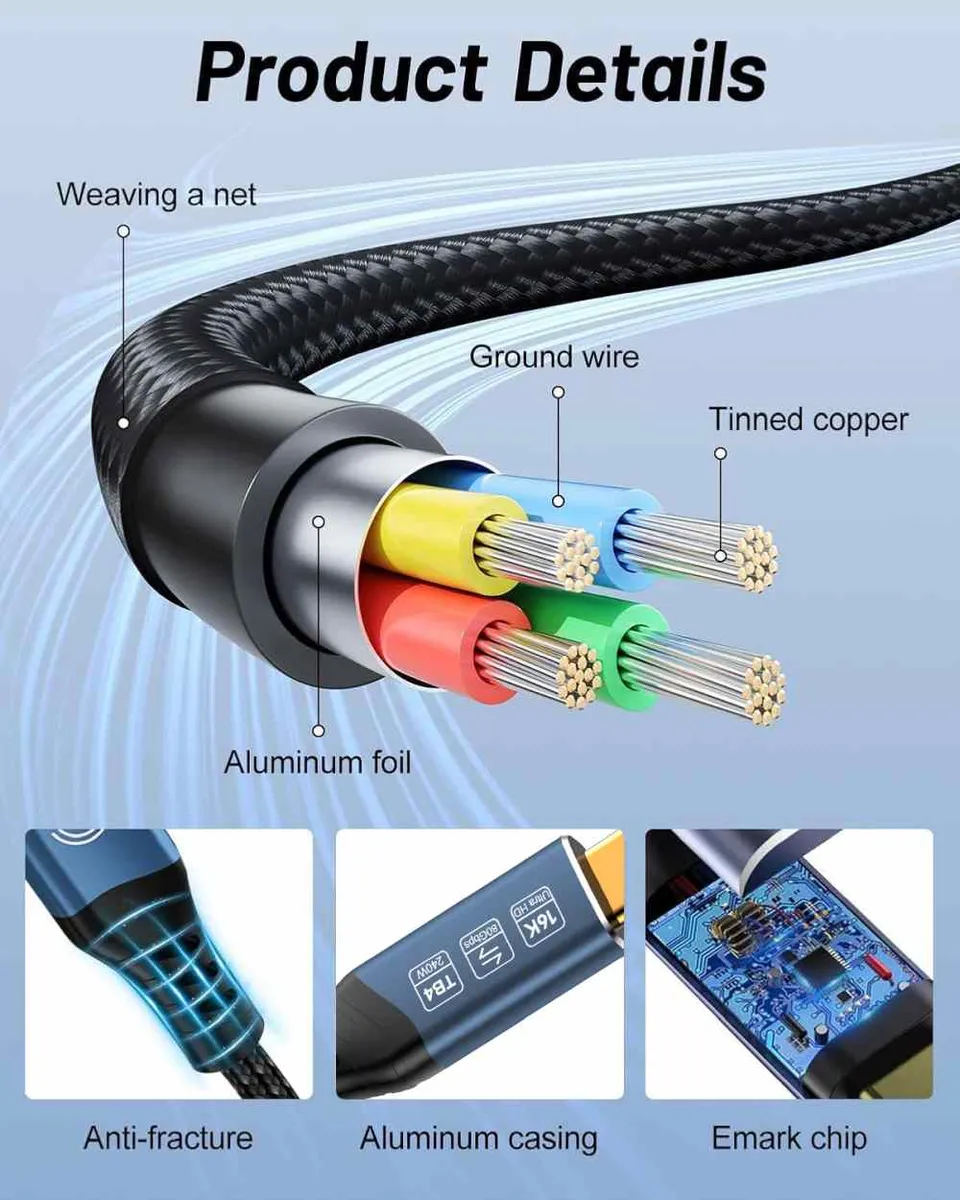 PremiumCord USB4 Version2.0 80Gbps 16K@60Hz 240W Thunderbolt 3 a 4 kabel zahnutý