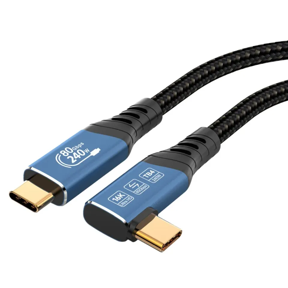 PremiumCord USB4 Version2.0 80Gbps 16K@60Hz 240W Thunderbolt 3 a 4 kabel zahnutý