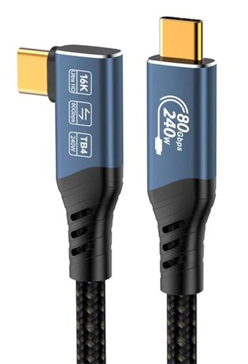PremiumCord USB4 Version2.0 80Gbps 16K@60Hz 240W Thunderbolt 3 a 4 kabel zahnutý (ku4cb12)