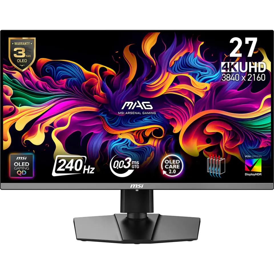 MSI LCD MAG 272UP QD-OLED X24, 26.5", QD-OLED, 4K UHD, 240Hz, 0.03ms, Black, 3R