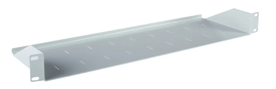 Masterlan police pevná s perforací, 1U, 19", 150mm, nosnost 15kg, šedá