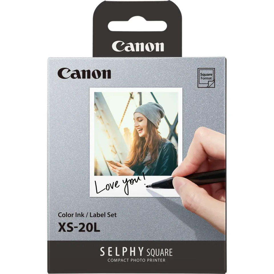 Canon XS-20L – Farbband- und quadratisches Aufkleberset 72 × 85 mm, 20 Blatt, für SELPHY Square QX10 und QX20