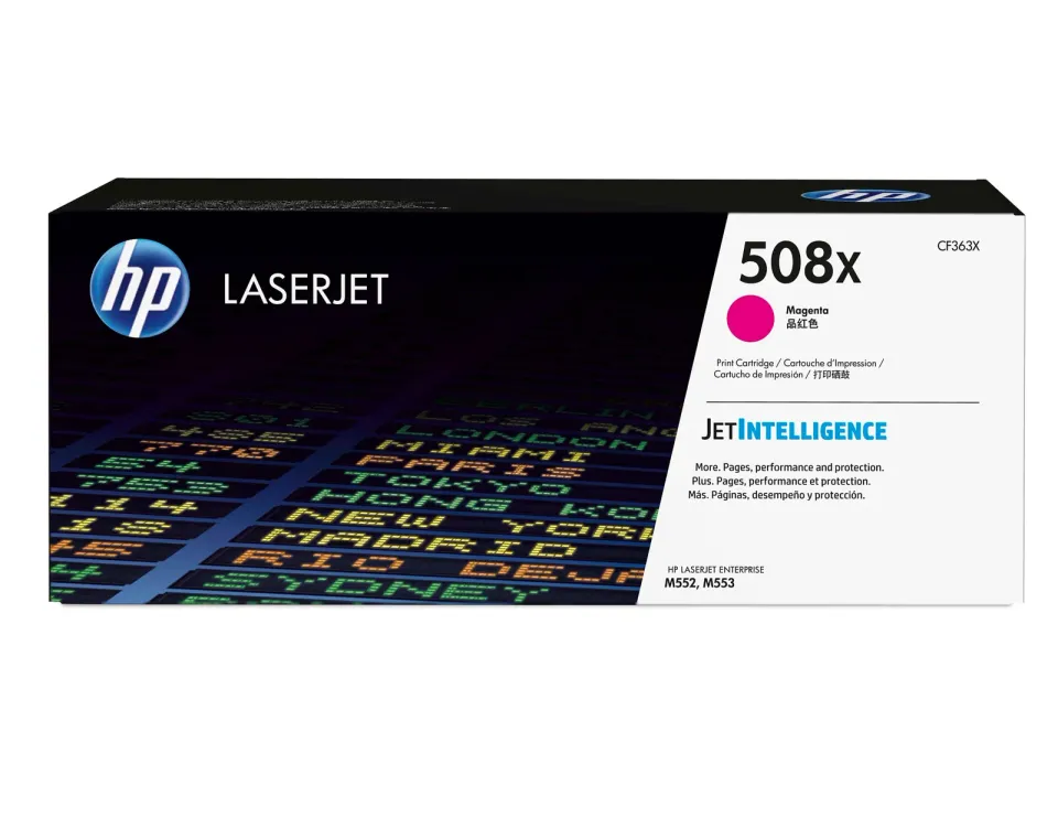 HP CF363X originální toner purpurový č.508X velký cca 9500 str. (magenta, HP CLJ M552, M553, purpurová, ColorSphere 3 Jetintelligence )