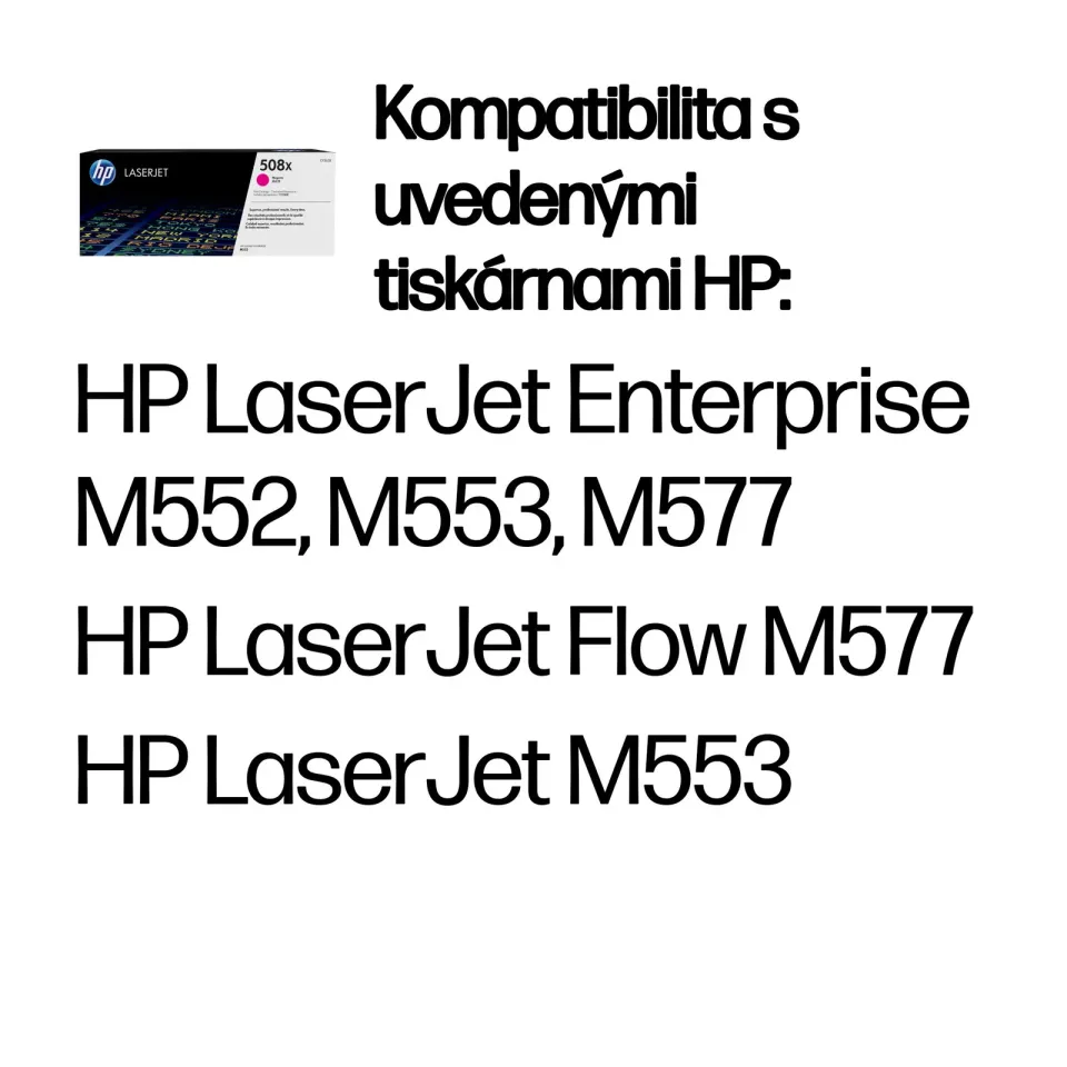 HP CF363X originální toner purpurový č.508X velký cca 9500 str. (magenta, HP CLJ M552, M553, purpurová, ColorSphere 3 Jetintelligence )