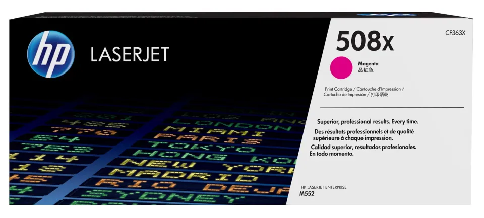 HP CF363X originální toner purpurový č.508X velký cca 9500 str. (magenta, HP CLJ M552, M553, purpurová, ColorSphere 3 Jetintelligence )