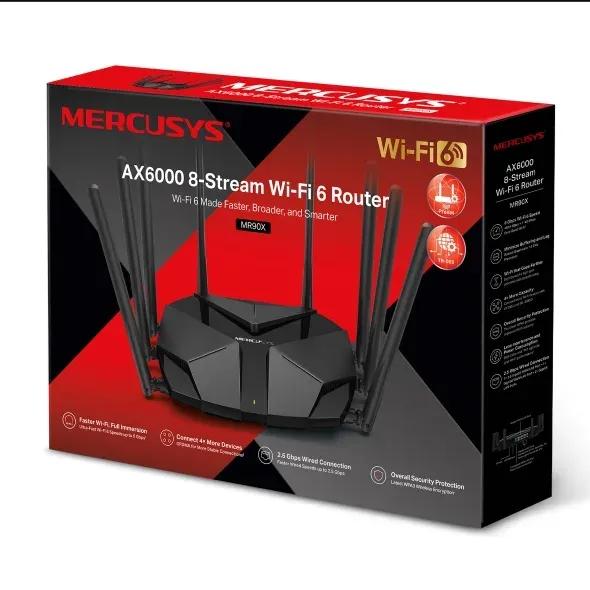 MERCUSYS MR90X - AX6000 WiFi 6 router dual AP/WiFi router, 3x GLAN, 1x GWAN/ 5