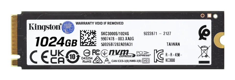KINGSTON KC3000 SSD NVMe M.2 1TB PCIe 4.0 (čtení max. 7000MB/s, zápis max. 6000MB/s)
