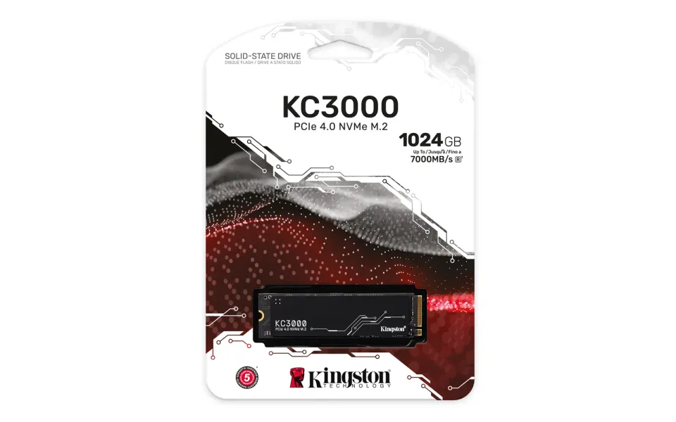 KINGSTON KC3000 SSD NVMe M.2 1TB PCIe 4.0 (čtení max. 7000MB/s, zápis max. 6000MB/s)