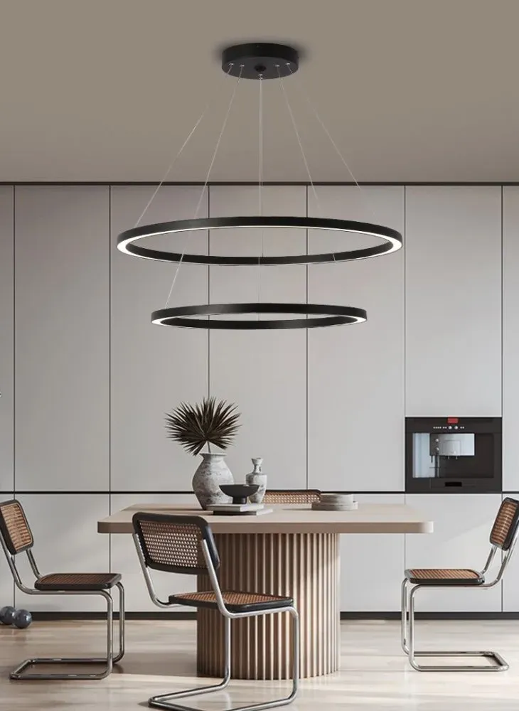 IMMAX NEO FINO SMART závěsné svítidlo 2 kruhy, 60+80cm, 93W, černé, Zigbee 3.0, TUYA