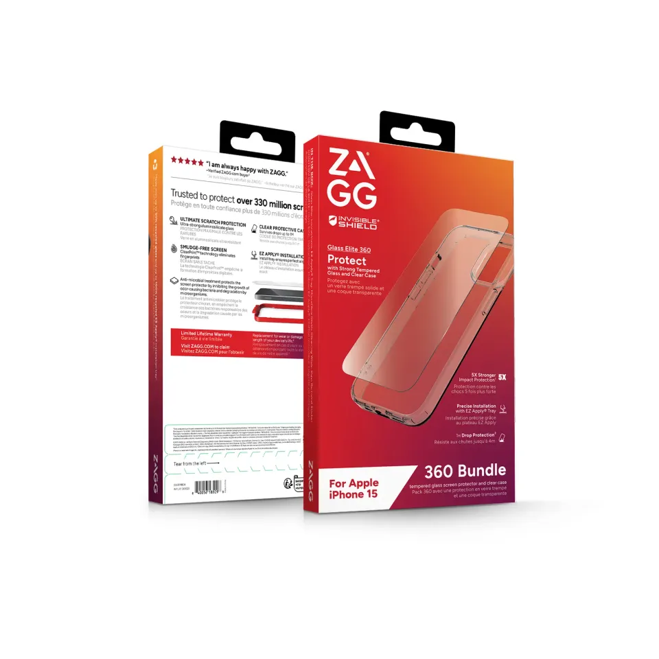 ZAGG Invisible Shield Ochrané sklo Elite 360 Bundle iPhone 15 - průhledný