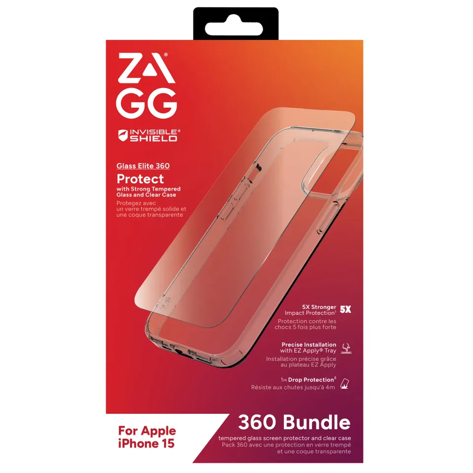 ZAGG Invisible Shield Ochrané sklo Elite 360 Bundle iPhone 15 - průhledný