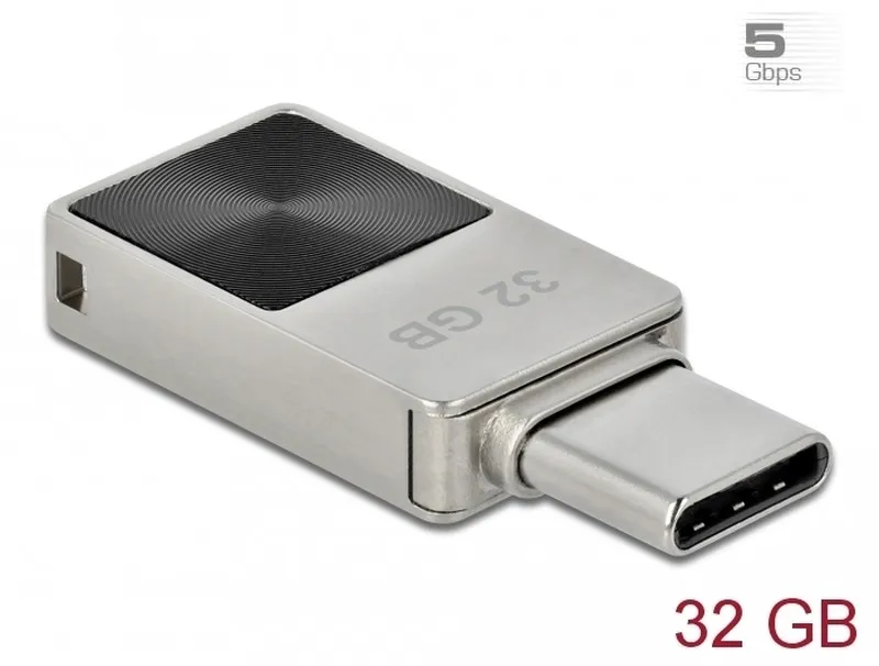 Delock Mini Flash disk USB 3.2 Gen 1, USB-C, 32 GB - kovový kryt