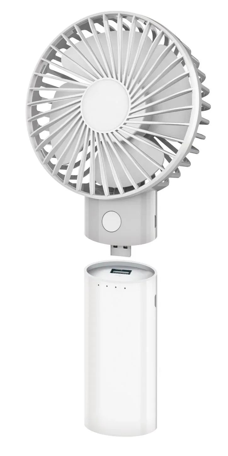 Platinet PRDF6107 kapesní ventilátor 10 cm, funkce powerbanky 4000 mAh, bílá-šedá