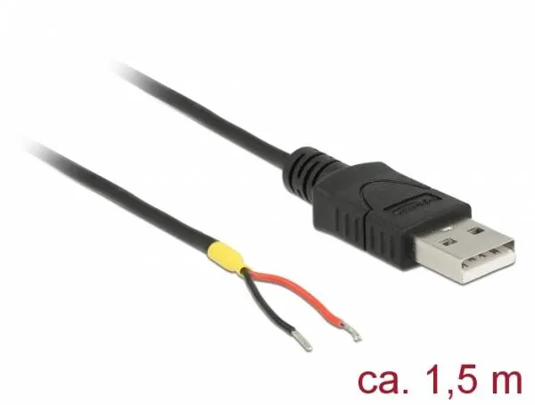 Delock Kabel USB 2.0 Typ-A samec > 2 x dráty bez konektoru 1,5 m Raspberry Pi