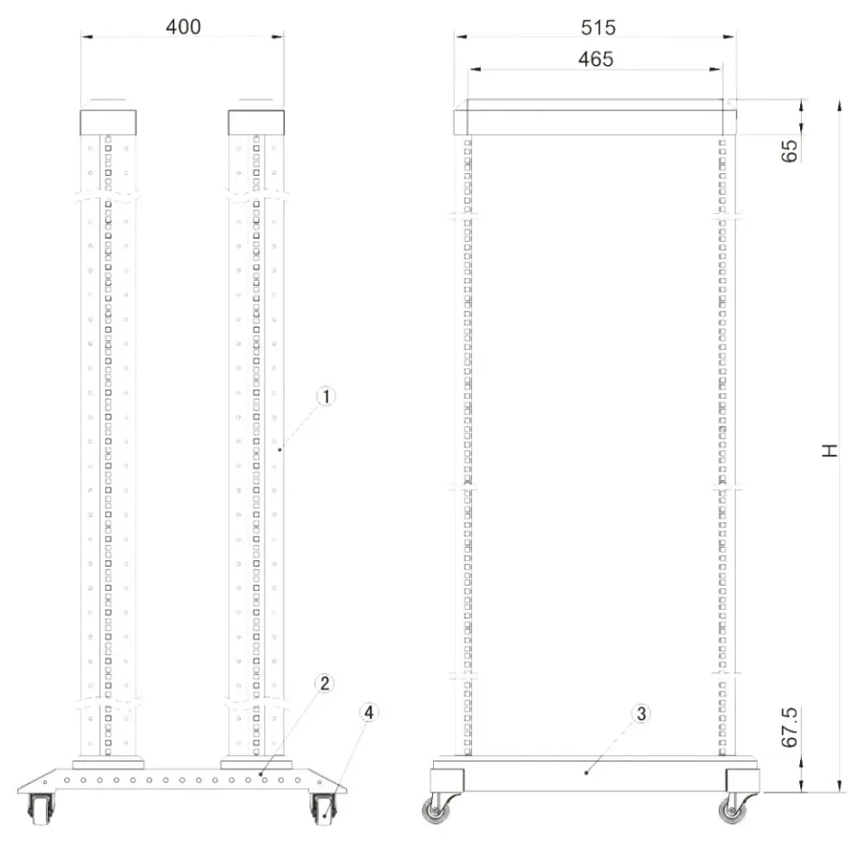 XtendLan 42U, otevřený rám dvojítý, šířka 600mm