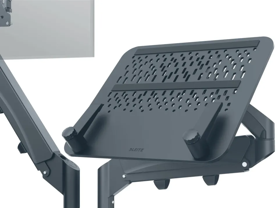 LEITZ Duální prostorově úsporné rameno pro monitor a laptop ERGO tmv. šedé