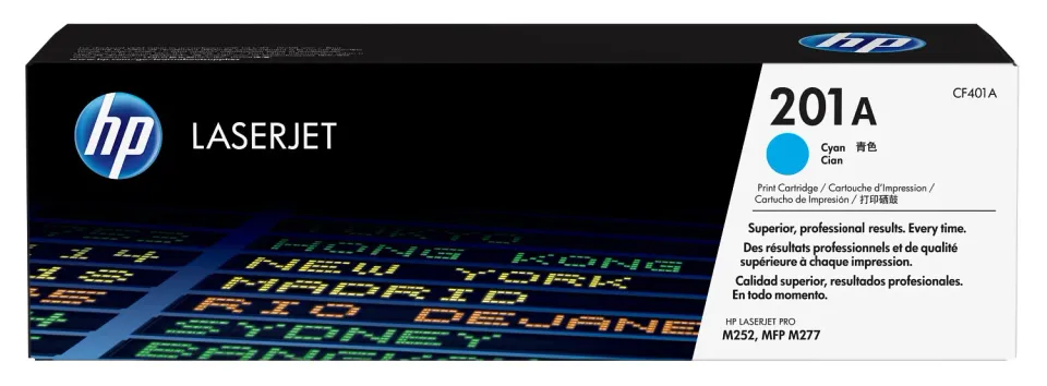 HP CF401A cyan toner č.201A malý cca 1400 str. (HP CLJ M252, M277, M274, azurová, ColorSphere 3 Jetintelligence )
