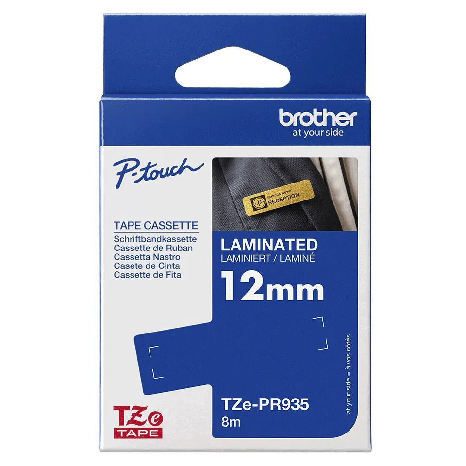 Brother - TZe-PR935 exklusivní stříbrná / bílá (12mm)