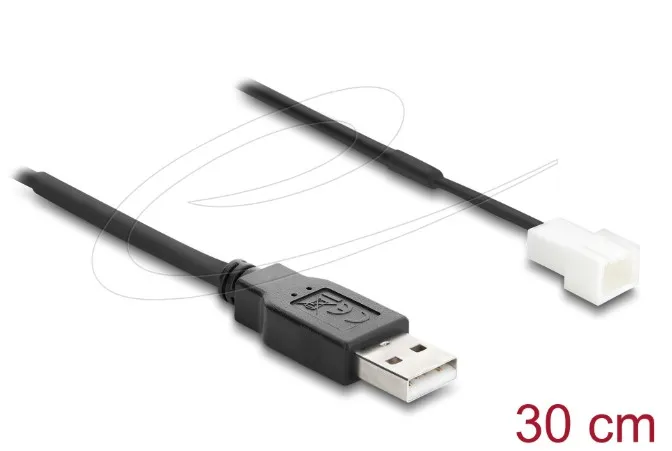Delock Kabel ventilátoru USB 2.0 ze zástrčky Typ-A na třípinový zástrčkový konek