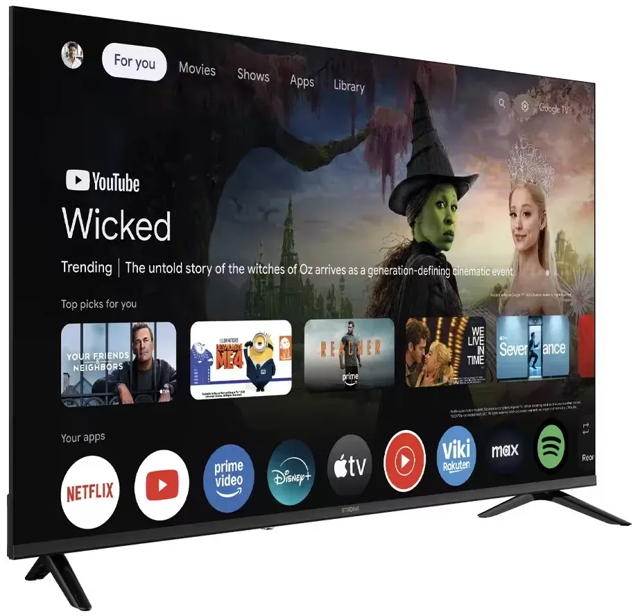 STRONG SMART LED TV 43"/ SRT43UH7773/ UHD/ 3840x2160/ DVB-T2/C/S2/ H.265/HEVC/ 4xHDMI/ 2xUSB/ Wi-Fi/ LAN/ E/ ANDROID 14