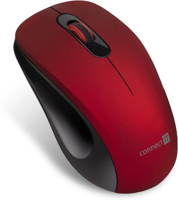 CONNECT IT "MUTE" bezdrátová optická tichá myš, USB, (+ 1x AA baterie zdarma), č (CMO-2230-RD)