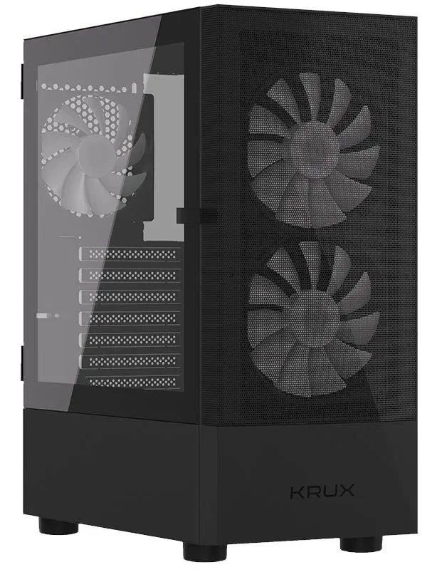 Krux skříň Vako RGB / ATX / 2x140mm RGB fan / 1x120mm RGB fan / 2xUSB 2.0 / USB 3.0 / černá