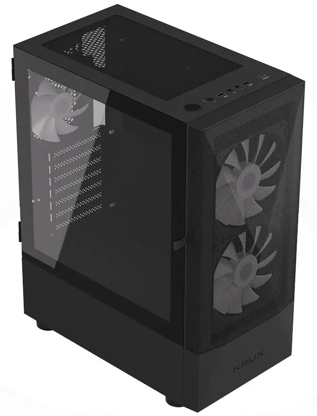 Krux skříň Vako RGB / ATX / 2x140mm RGB fan / 1x120mm RGB fan / 2xUSB 2.0 / USB 3.0 / černá