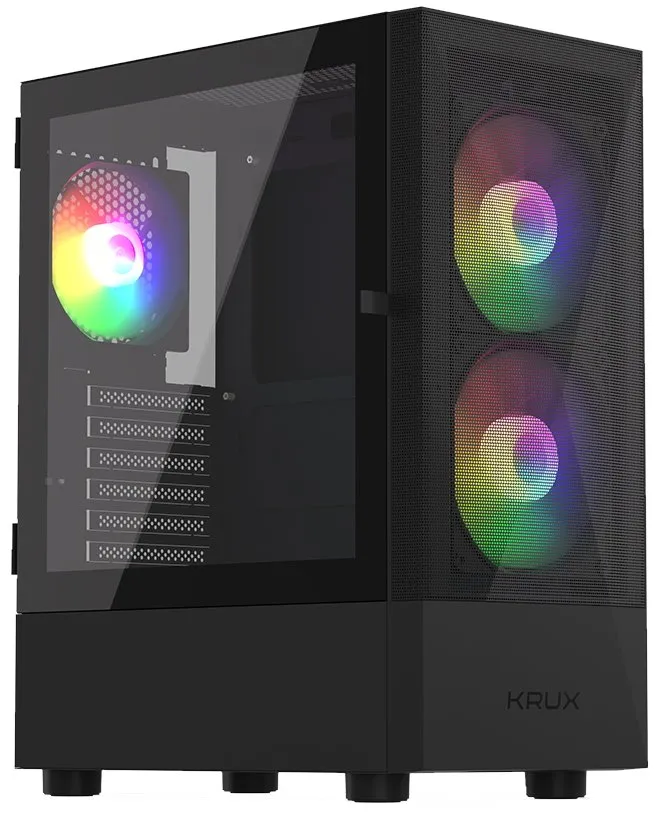 Krux skříň Vako RGB / ATX / 2x140mm RGB fan / 1x120mm RGB fan / 2xUSB 2.0 / USB 3.0 / černá