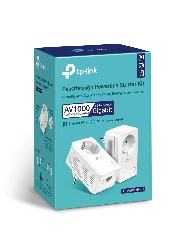 TP-LINK TL-PA7017PKIT STARTER-KIT AV1000 Gigabit Passthrough Powerline Starter Kit
