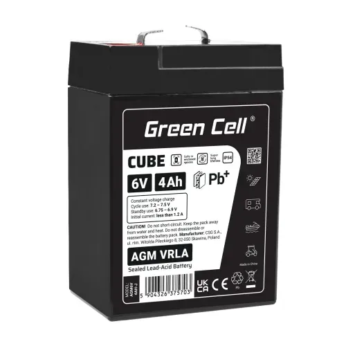 Green Cell Cube AGM VRLA IP54 6V 4Ah maintenance-free battery for toy cash regis