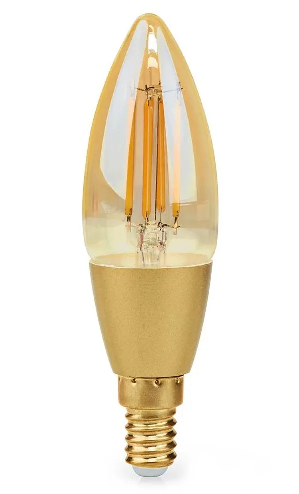 NEDIS Wi-Fi chytrá LED žárovka s vláknem/ E14/ svíčka/ 4,9W/ 230V/ 470lm/ teplá bílá/ 1800 - 3000K/ stmívatel...