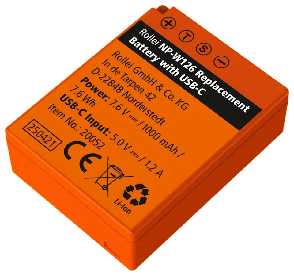 Rollei kompatibilní baterie NP-W126 Fuji/ možnost USB-C nabíjení