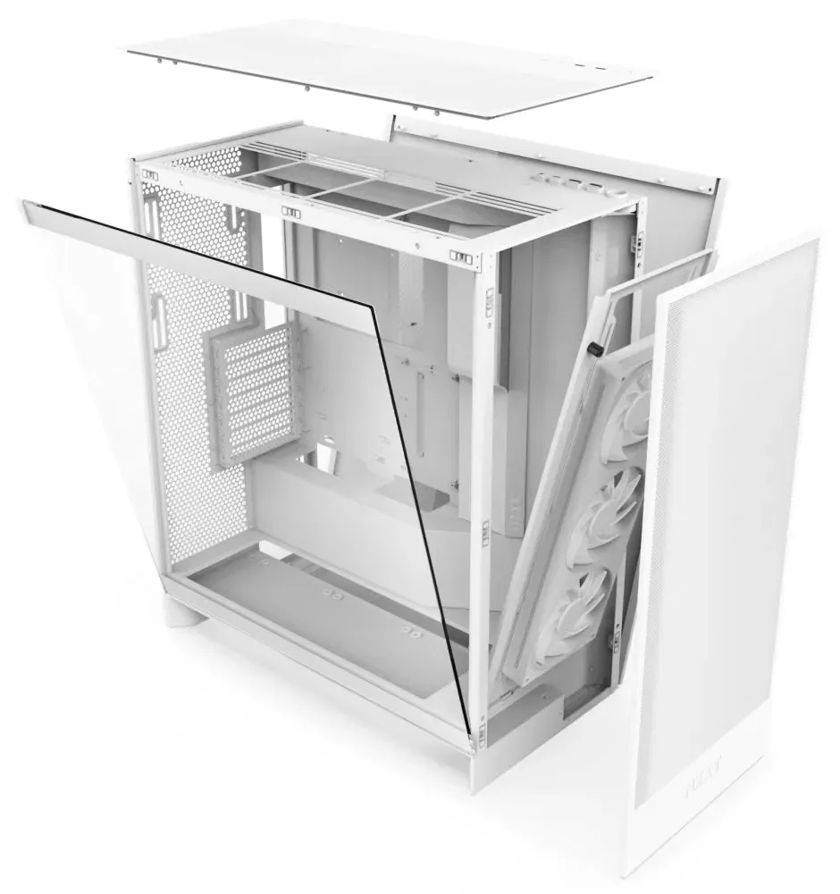 NZXT skříň H7 Flow RGB edition / ATX / 1x 360mm RGB Fan/ USB-C / 2x USB / proskl. bočnice / mesh panel / RGB / bílá