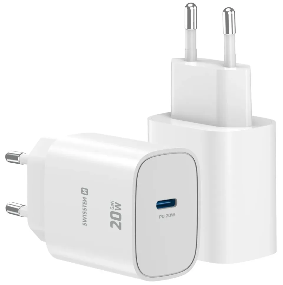 Swissten Síťový Adaptér Edge GaN 1x USB-C PD 20W Bílý