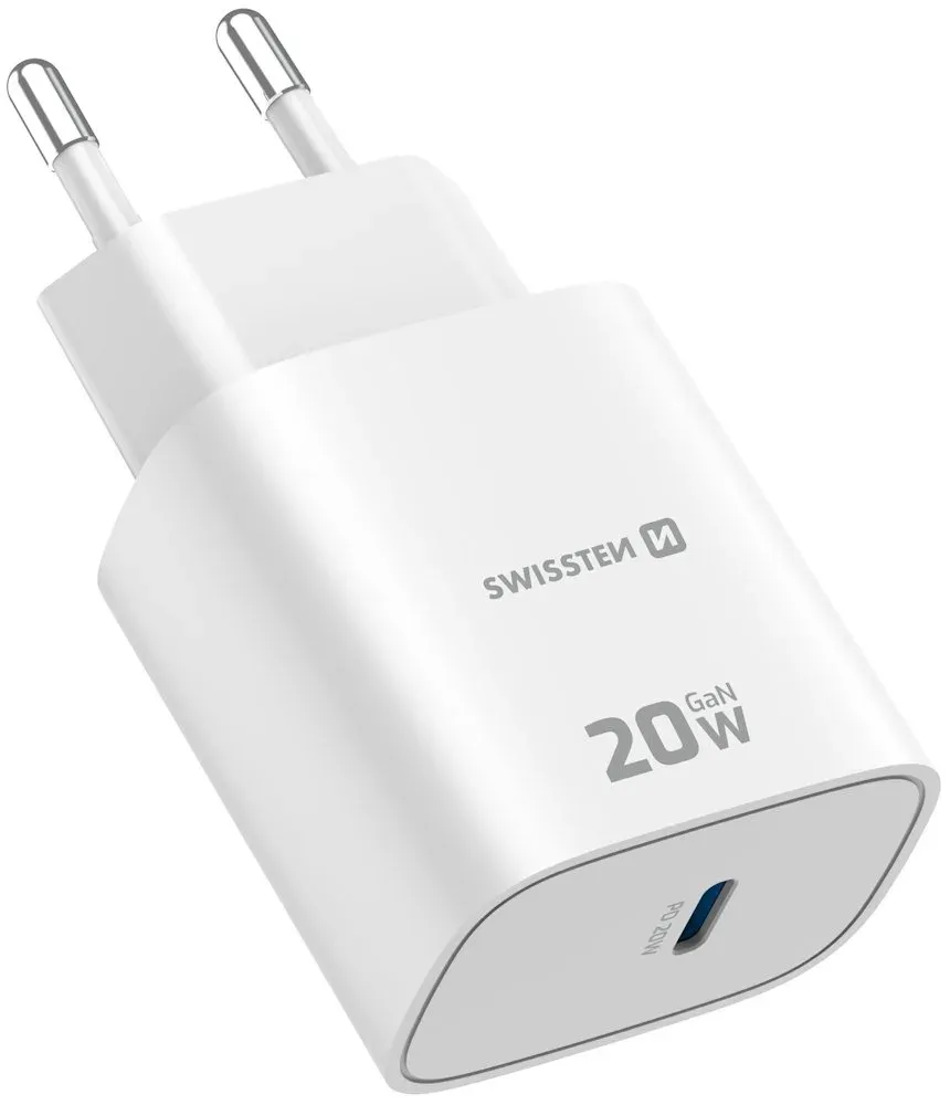 Swissten Síťový Adaptér Edge GaN 1x USB-C PD 20W Bílý
