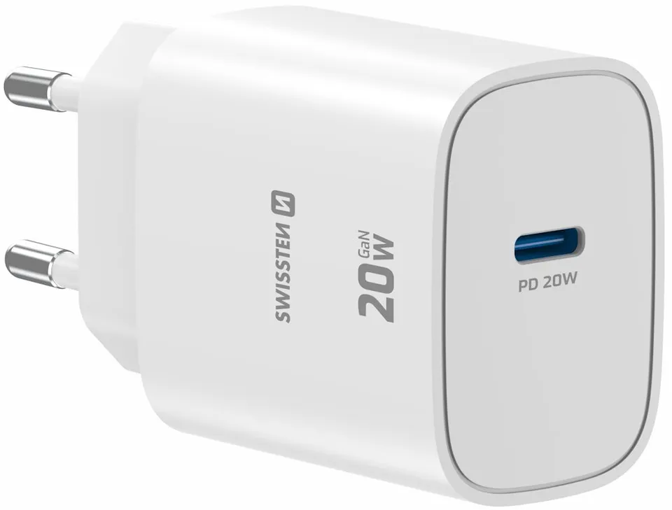 Swissten Síťový Adaptér Edge GaN 1x USB-C PD 20W Bílý