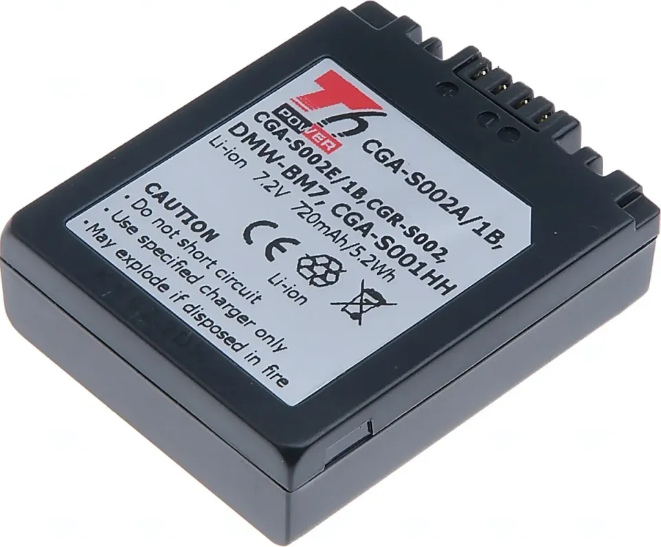 Baterie T6 Power Panasonic DMW-BM7, CGA-S002E, CGA-S002, 720mAh, 5,2Wh