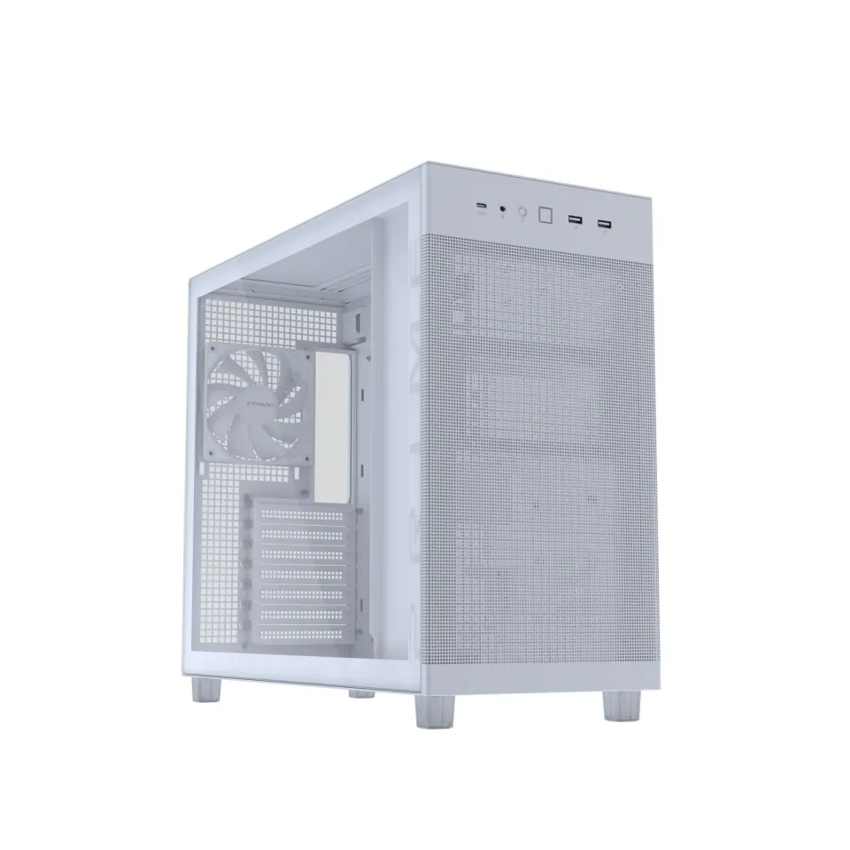 ASUS case PRIME AP303 TG WHITE, ATX, průhledná bočnice,1x120mm, bílá