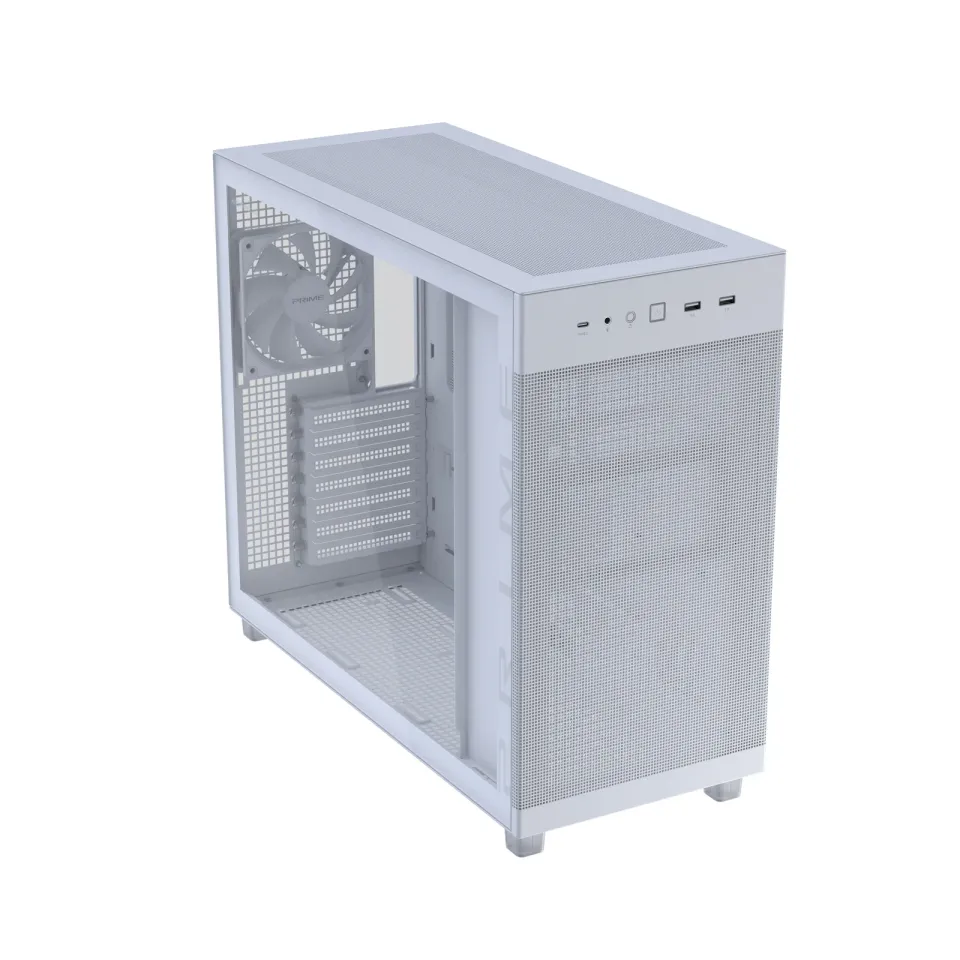 ASUS case PRIME AP303 TG WHITE, ATX, průhledná bočnice,1x120mm, bílá